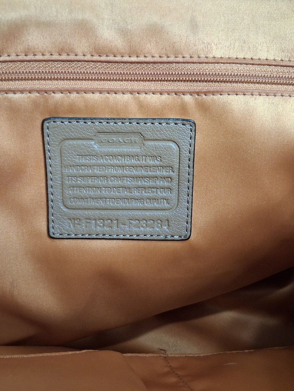 Coach F23284 Smooth Pebbled Leather Carryall Camel Tan Purse - Picture 12 of 12